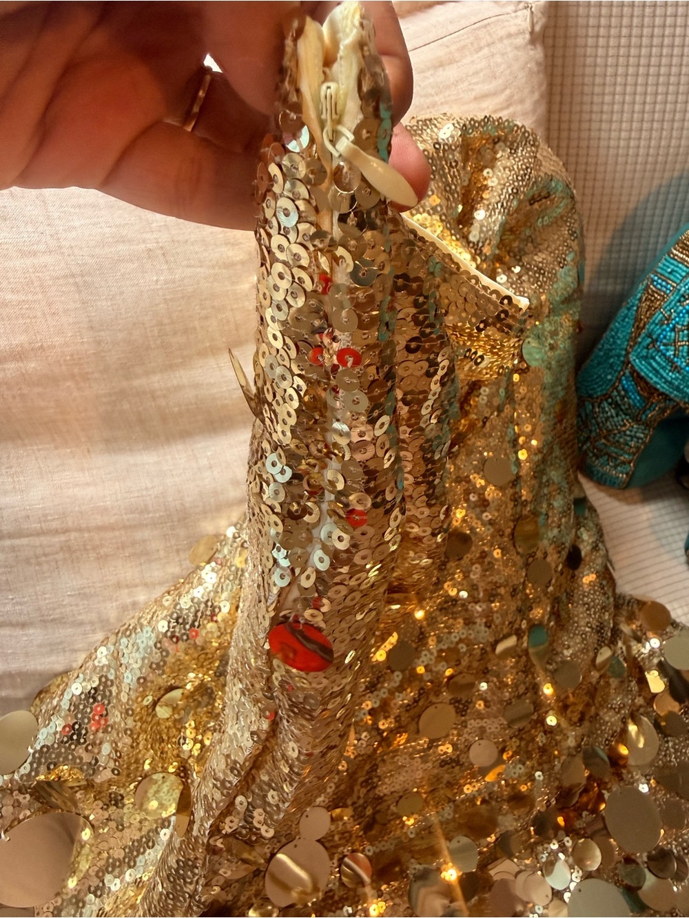 Gold Sequin fashionable - Elegant Metallic Party Skirt ,l - Picture 10 of 13